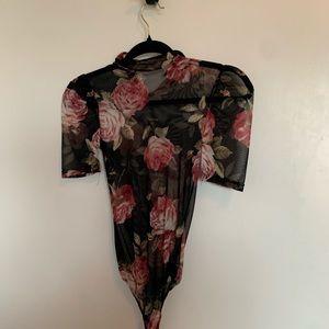 Floral mesh body suit